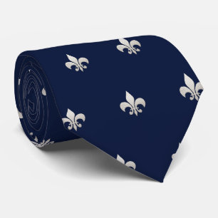 Cravate Faux argent Fleur de lis DIY Bleu marine