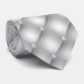 Cravate Faux Diamant Argent Luxe Fantaisie (Roulé)