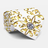 Cravate Faux diamant blanc or élégant formel (Roulé)