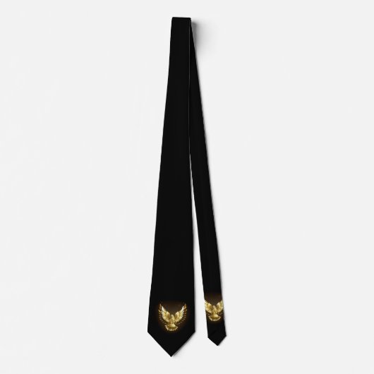 Cravate Faux Gold Foil Peace Dove en noir (Devant)