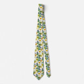 Cravate Faux motif floral orange (Devant)