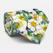 Cravate Faux motif floral orange (Roulé)