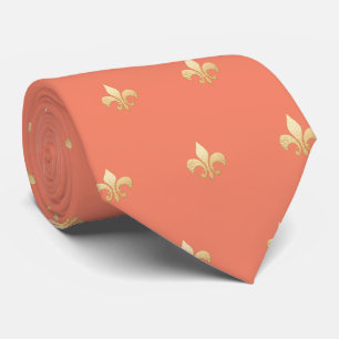 Cravate Faux Or Fleur de lis DIY Corail Orange
