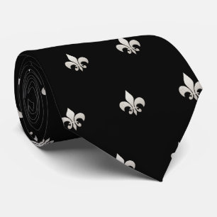 Cravate Faux or Fleur de lis DIY Noir Argent