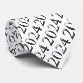 Cravate Faux Silver Grey Motif Bonne année 2024 (Roulé)