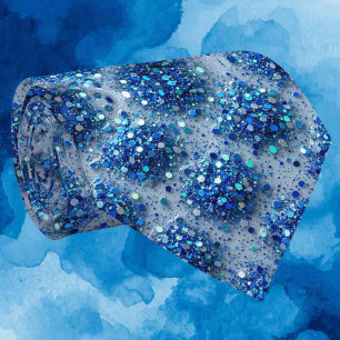 Cravate Faux soie pailletée bleue Luxe Gentleman