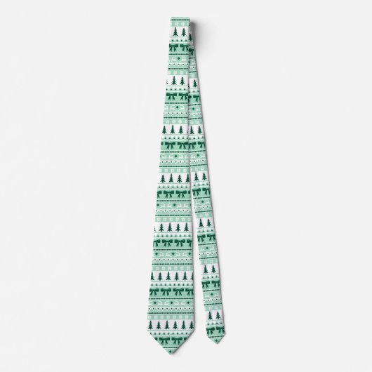 Cravate Faux Sweat Knit Motif de Noël en vert Mint (Devant)