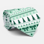 Cravate Faux Sweat Knit Motif de Noël en vert Mint (Roulé)
