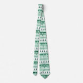 Cravate Faux Sweat Knit Motif de Noël en vert Mint (Dos)