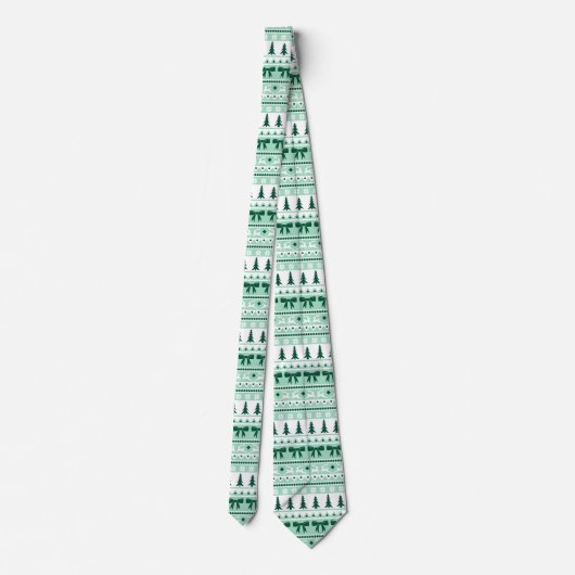 Cravate Faux Sweat Knit Motif de Noël en vert Mint (Dos)