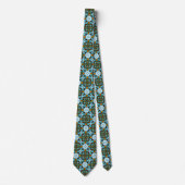 Cravate Faux Verre Teinté Or Bleu Argyle Col (Devant)