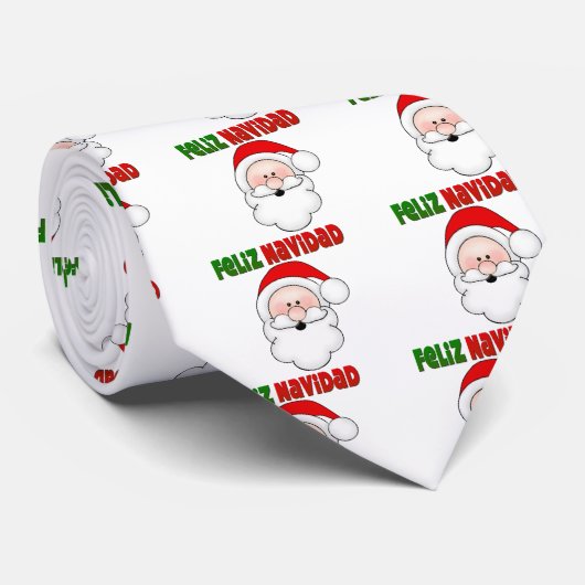 Cravate Feliz Navidad Spanish Père Noël (Roulé)