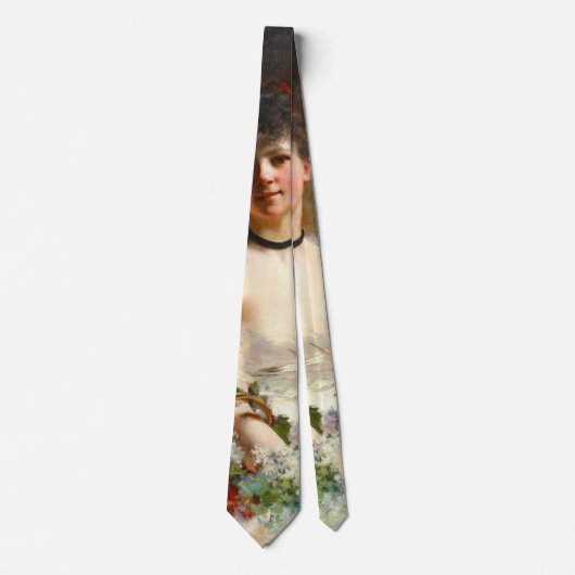 Cravate Femme avec le panier 1850 de fleur (Devant)