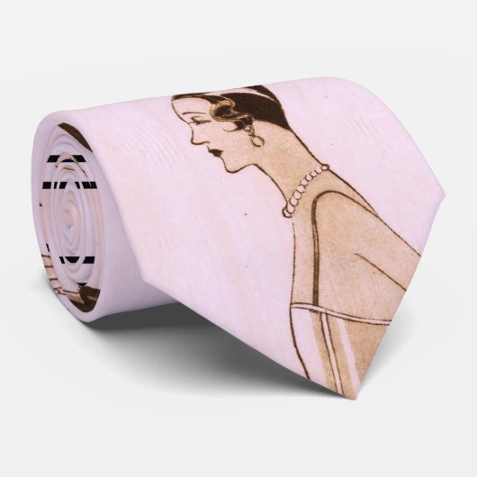 Cravate Femme élégante d'art déco dans le rose (Roulé)