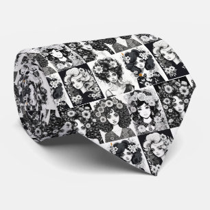 Cravate Femmes Whimsical en noir et blanc