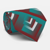 Cravate Fenêtres en blanc bordeaux turquoise (Roulé)