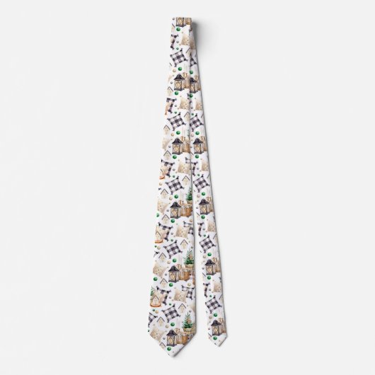 Cravate Ferme Coussin Lanternes Arbre de Noël (Devant)