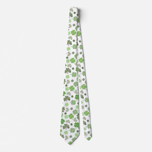 Cravate Fermeture verte Shamrock St Patrick's day (Devant)