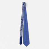 Cravate Fern Leaves Texture Sketch White Blue (Dos)