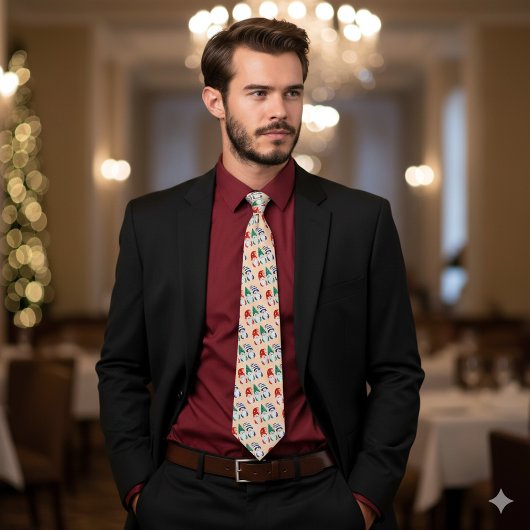 Cravate Festif coloré amusant Noël Gnomes Snowflakes