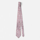 Cravate Festif Motif de flocon de neige rose de Noël (Devant)