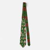 Cravate Festif Rouge Vert Tartan Elfes de Noël Père Noël (Devant)
