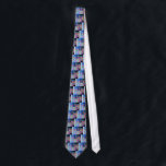 Cravate Festival de Lites<br><div class="desc">un menorah de chanukah aux nuances du bleu et du fuschia.</div>