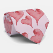Cravate Festive Aquarelle Coeurs Saint-Valentin (Roulé)