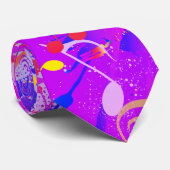 Cravate Festive Faux Neon Paint Splatter avec notes musica (Roulé)