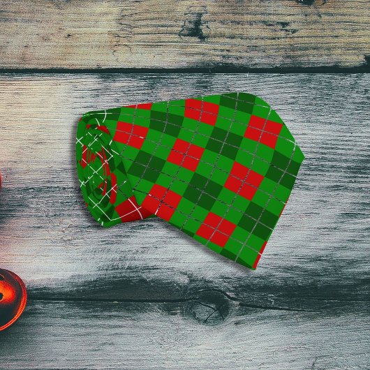 Cravate Festive Red and Green Christmas Argyle Pattern
