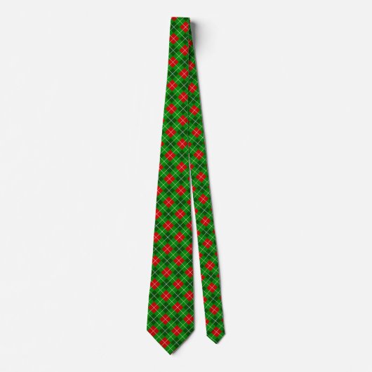 Cravate Festive Red and Green Christmas Argyle Pattern (Devant)