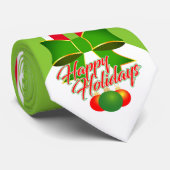 Cravate Festive VERT avec rouge et blanc sur les Joyeuses  (Roulé)