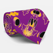 Cravate Fête Avec Citrouilles D'Halloween Sur Pinky Purple (Roulé)
