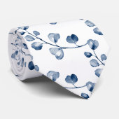 Cravate Fête de mariage Dusty Blue Eucalyptus Navy (Roulé)