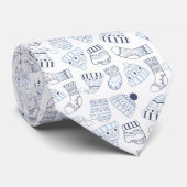 Cravate Fête de Noël blanc bleu tricoté vêtements d'hiver (Roulé)