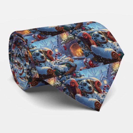Cravate Fête de Noël des Chiens de Dalmatie (Roulé)