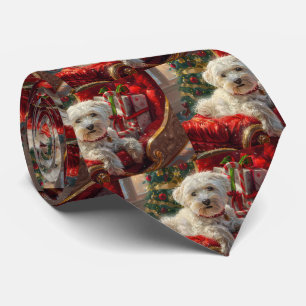 Cravate Fête de Noël des chiens maltais
