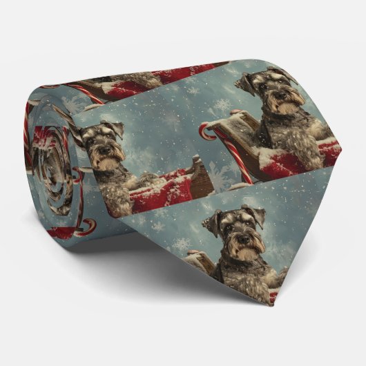 Cravate Fête de Noël du chien Schnauzer (Roulé)