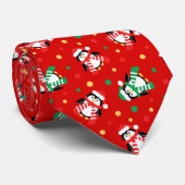 Cravate Fête de vacances drôle de pingouins de Noël (Roulé)