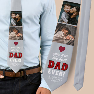 Cravate Fête des pères photo moderne Best Dad Red Heart 2