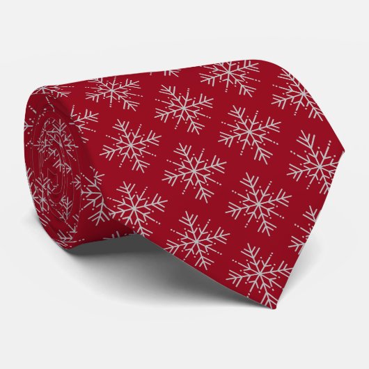 Cravate Fête du Motif Red Xmas Snowflake (Roulé)