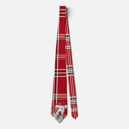 Cravate Fêtes Staffordshire Terrier Red Plaid Noël (Devant)