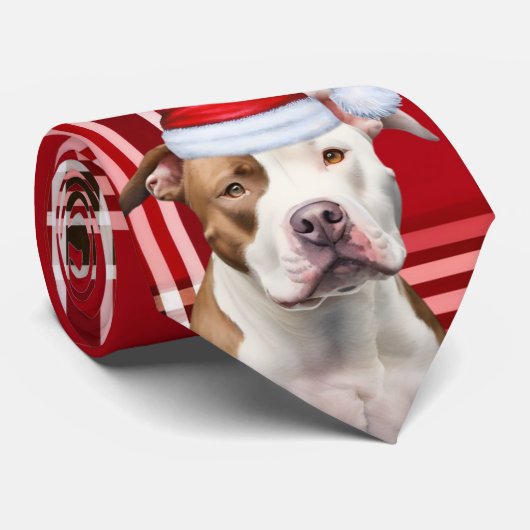 Cravate Fêtes Staffordshire Terrier Red Plaid Noël (Roulé)
