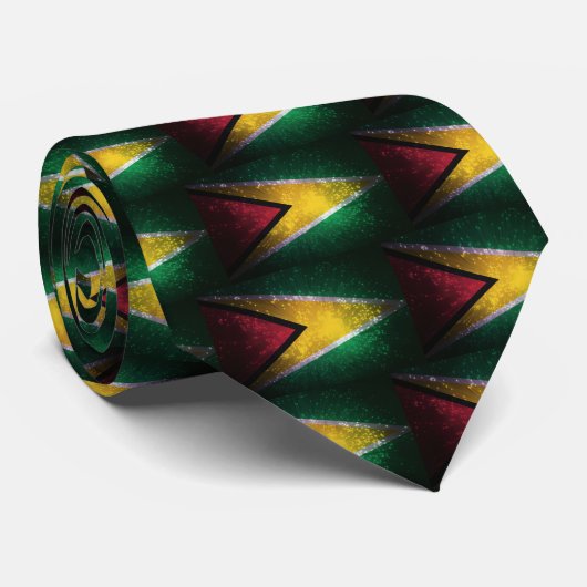 Cravate Feu d'artifice ; Drapeau Guyana (Roulé)
