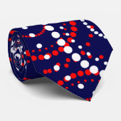Cravate Feu d'artifice rouge contemporain en bleu (Roulé)