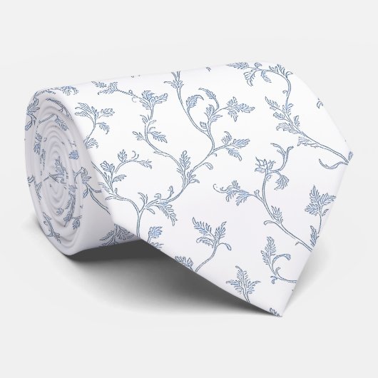 Cravate Feuillage bleu délicat (Roulé)