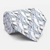 Cravate feuillage bleu gris élégant (Roulé)