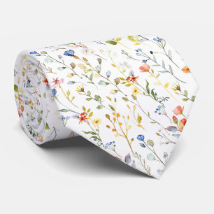 Cravate Feuillage d'automne et fleurs sauvages