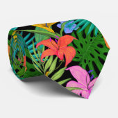 Cravate Feuillage floral exotique tropical Fleurs hawaïenn (Roulé)