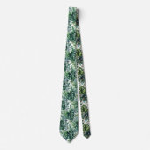 Cravate Feuillage tropical aquarelle avec diamants (Devant)